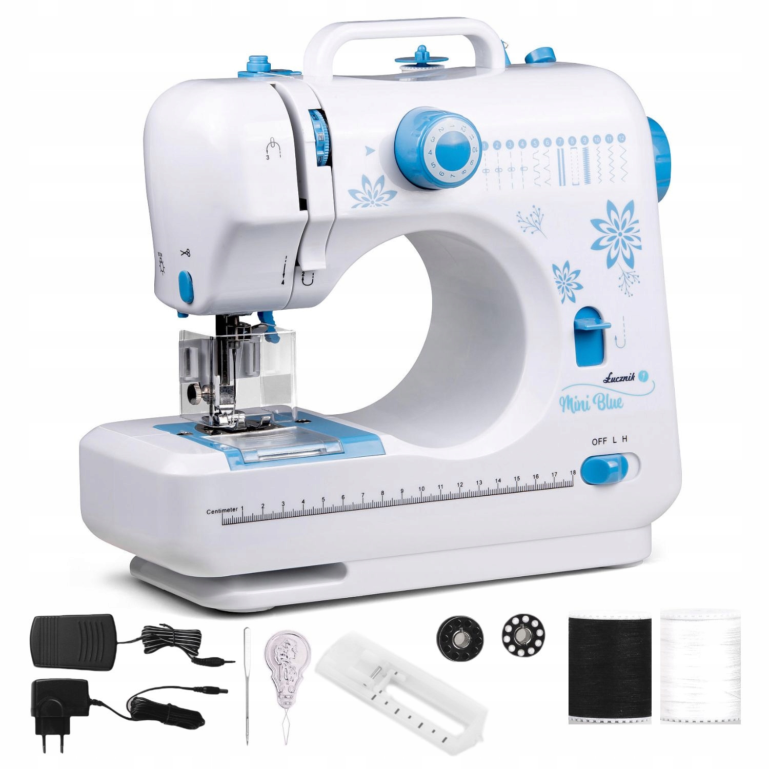Maszyna do szycia dla dzieci Mini Blue prosta w obsłudze osłonka Gratisy