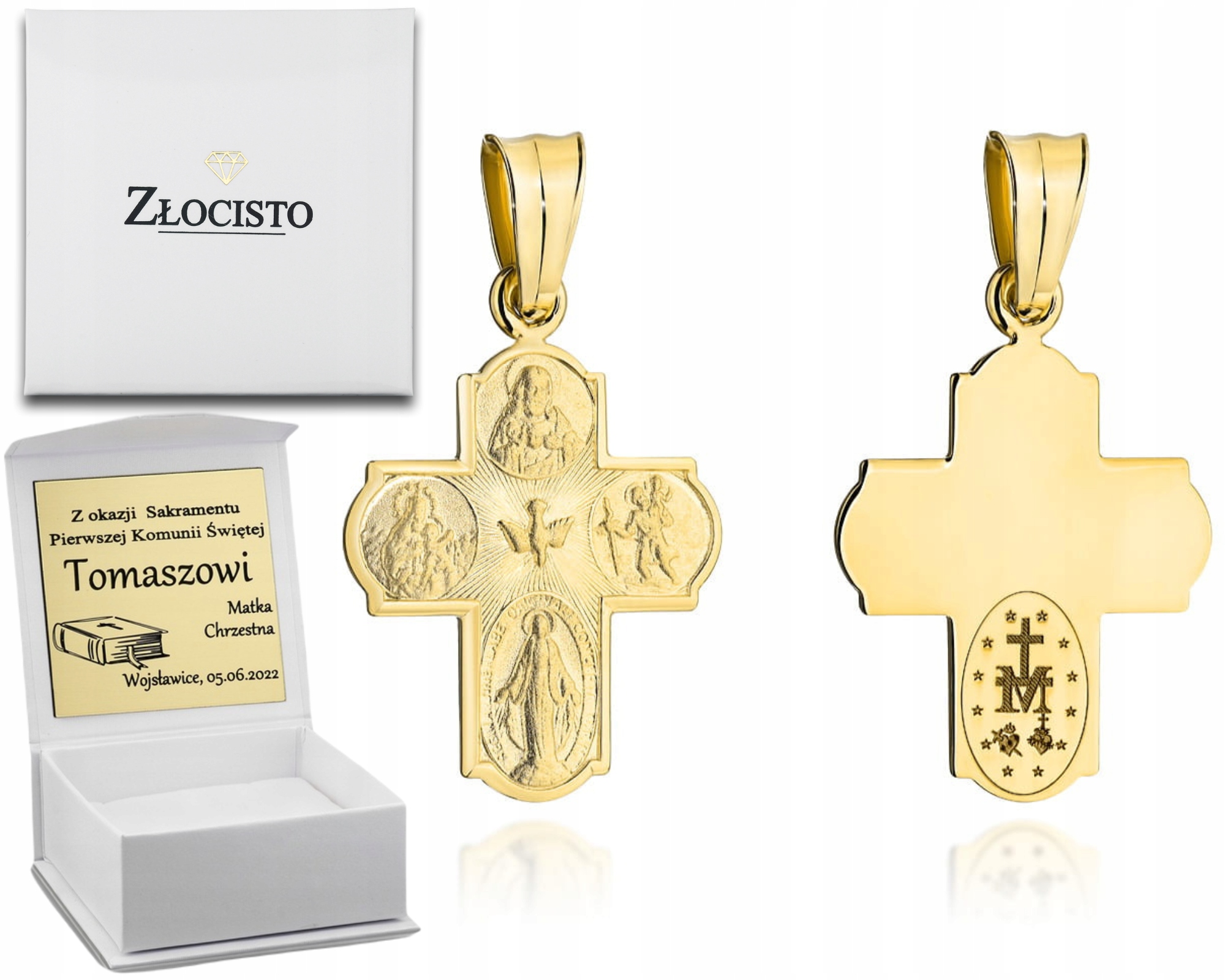 Zlatý Křížek s Duchem svatým 585 Dárek Unikátní Šperky S Poselstvím