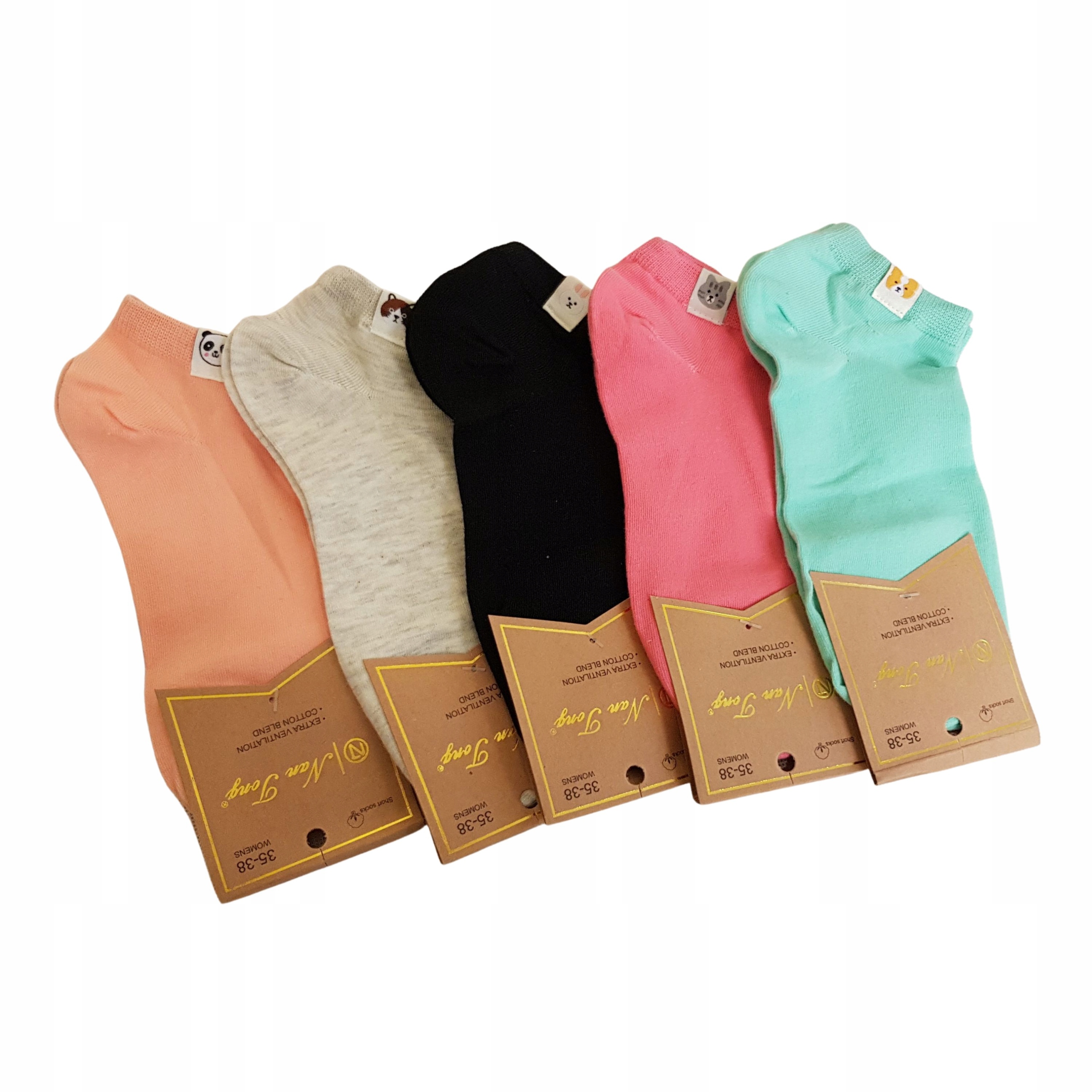 5 PAR SKARPETY DAMSKIE BAWEŁNA STOPKI BAWEŁNIANE Materiał dominujący bawełna