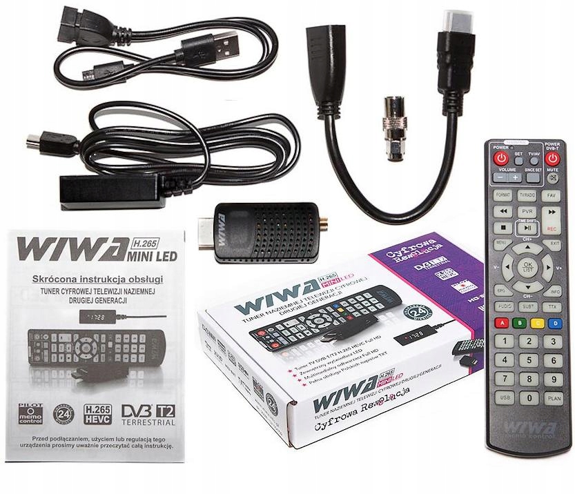 Tuner DVB-T2 WIWA MINI LED Dekoder TV Telewizji Naziemnej H.265T