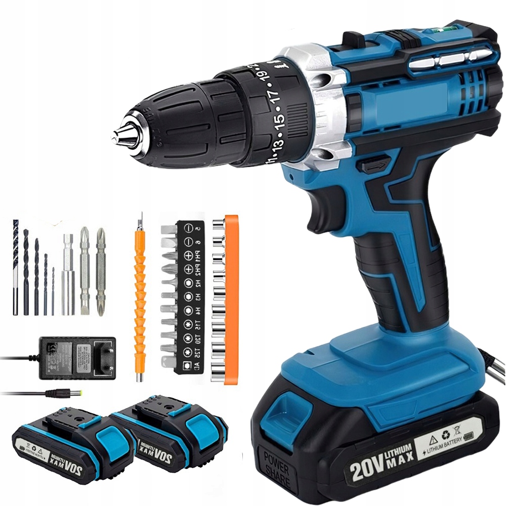 Elektrická Vrtačka Akumulátorový Šroubovák 25+3 Točivý Moment S Led