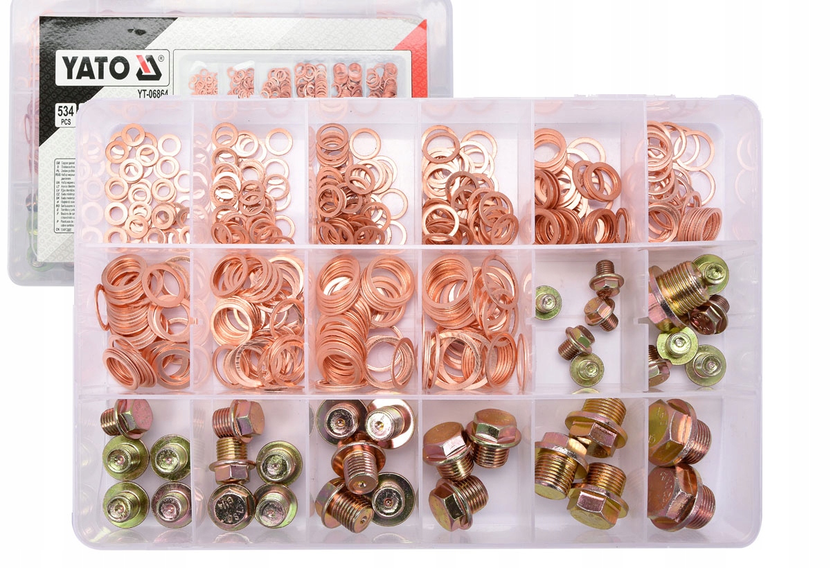 ZESTAW PODKLADEK I KORKOW SPUSTOWYCH 534 SZT YATO