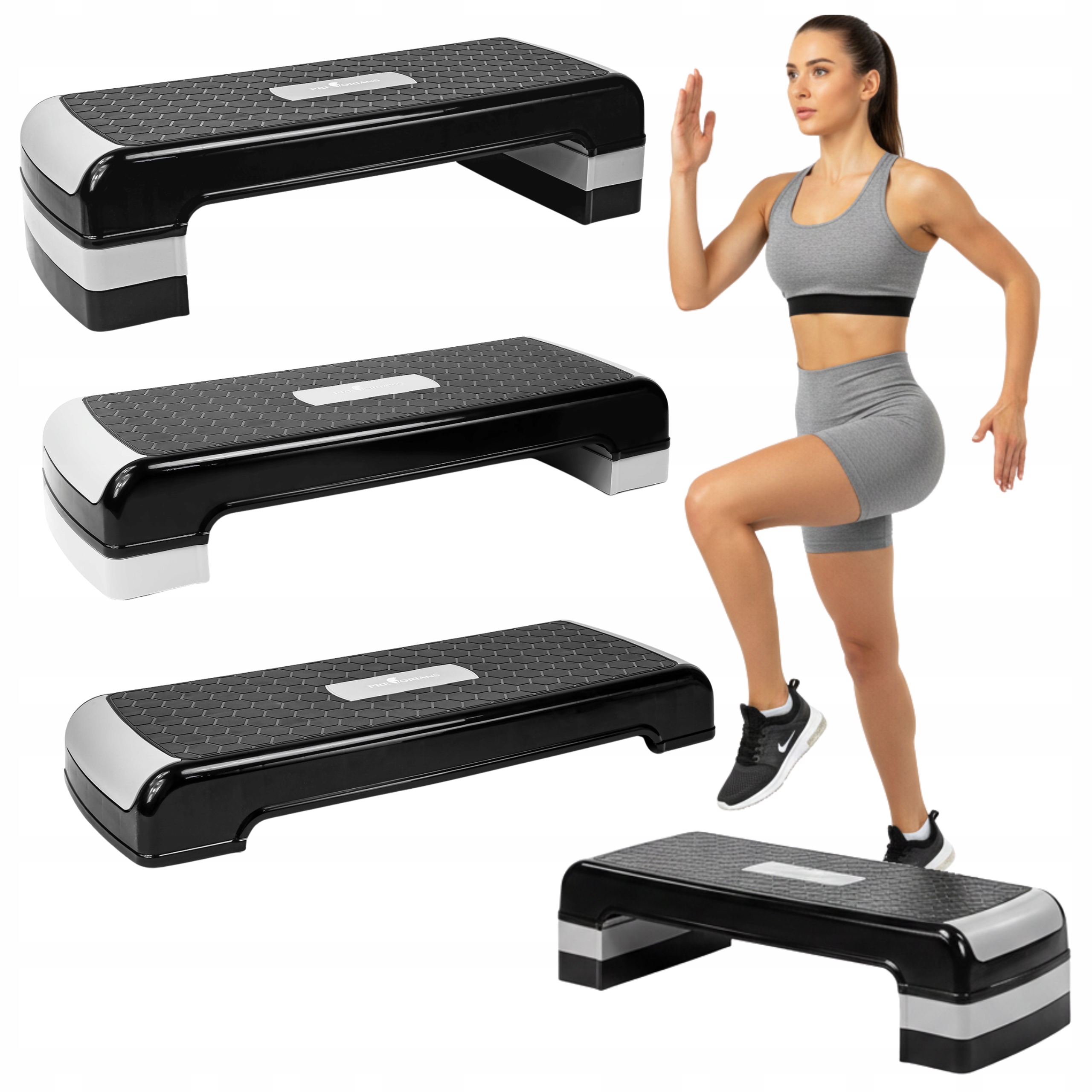 Velký Aerobní Fitness Step S 3 Stupni, Protiskluzový, Nastavitelný