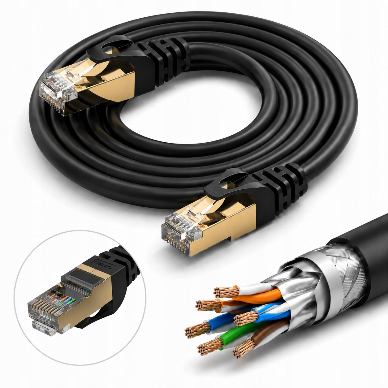 Kabel sieciowy Ethernet Orico Pug- C7 CAT7 10Gbps RJ45 internetowy Lan 1 m