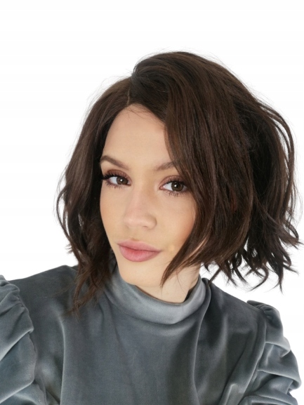 Paruka bob vlny bez ofiny Aubrey lace front elegantní hnědá Bob -Nessaja W