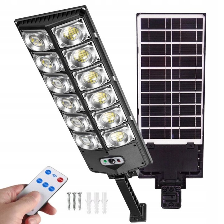 Lampa Solarna Mocna Led 1200W Czujnik Ruchu Uliczna z Pilotem Ogrodowa