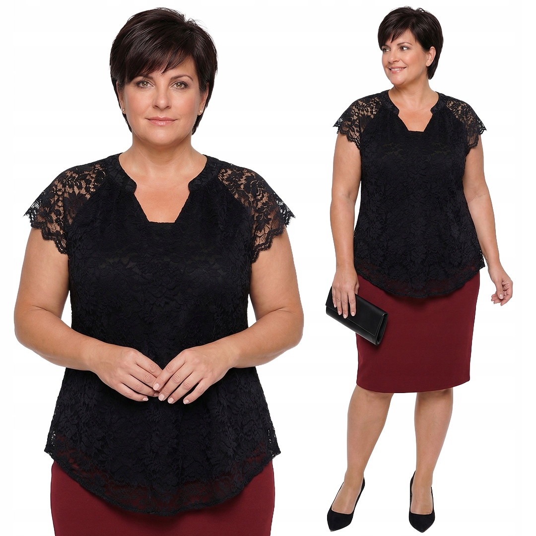 Černá krajková halenka plus size velikost 50