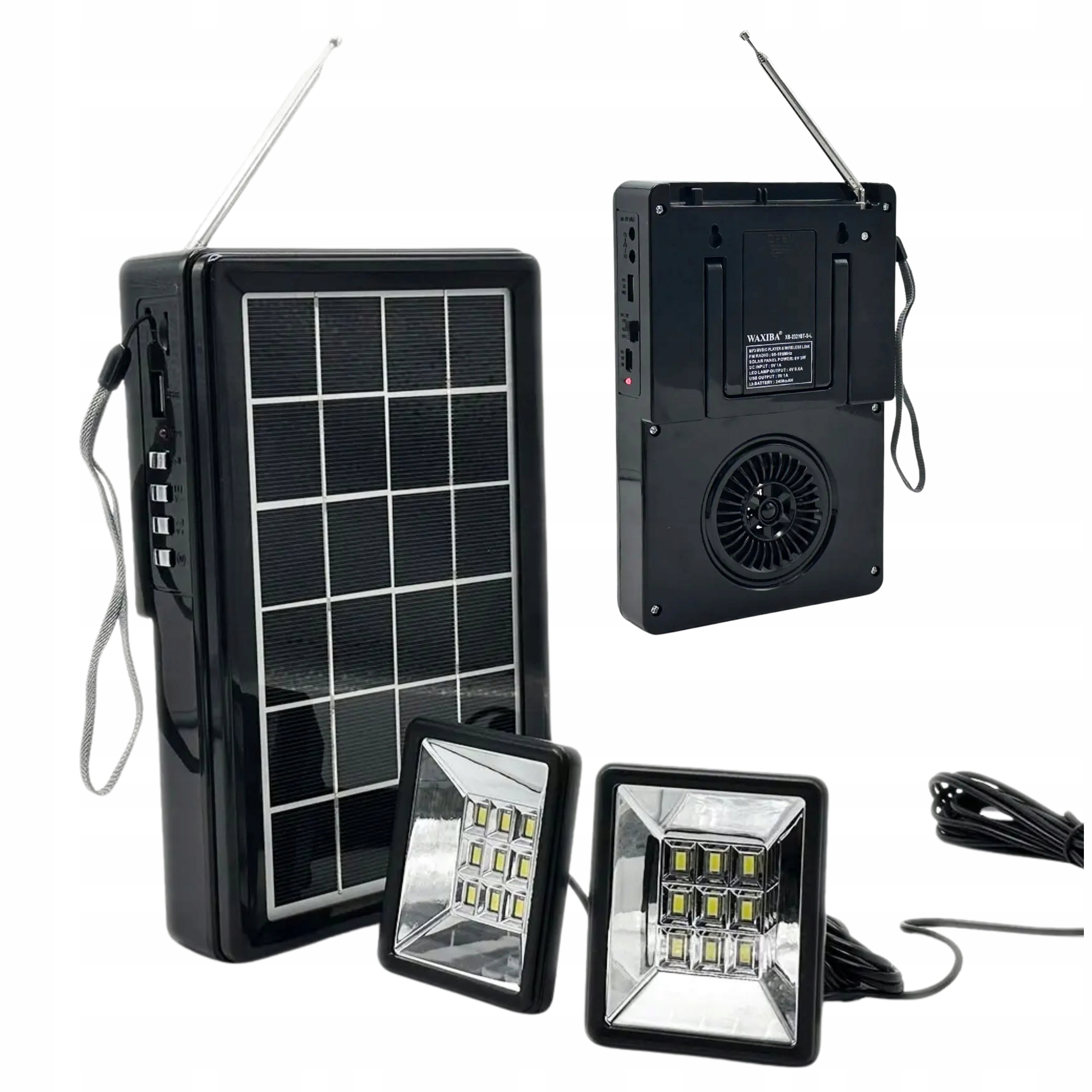 Solární rádio Fm Bluetooth Osvětlení Usb nabíječka Nouzové 30 hodin Kempování