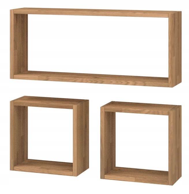 Sada štvorcových dubových políc Cube Loft 70x70