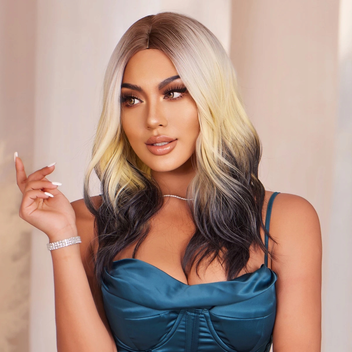 Sunset ombre paruka v barvách západu slunce