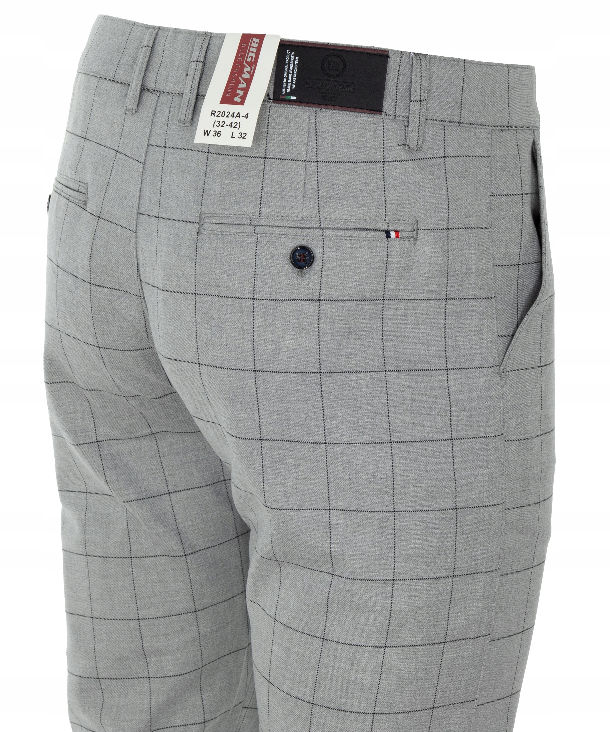 SPODNIE MATERIAŁOWE ELEGANCKIE JASNO-SZARE W KRATĘ W36 Rozmiar 36