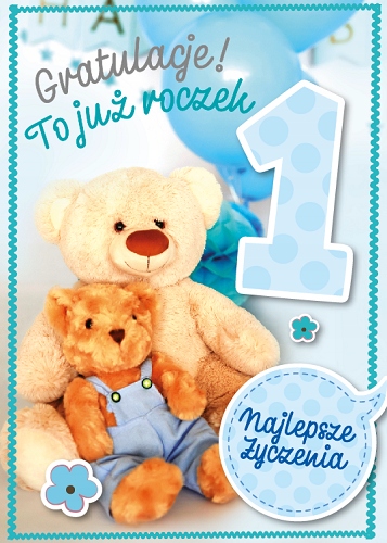 

Kartka na roczek dla chłopczyka z życzeniami GM601