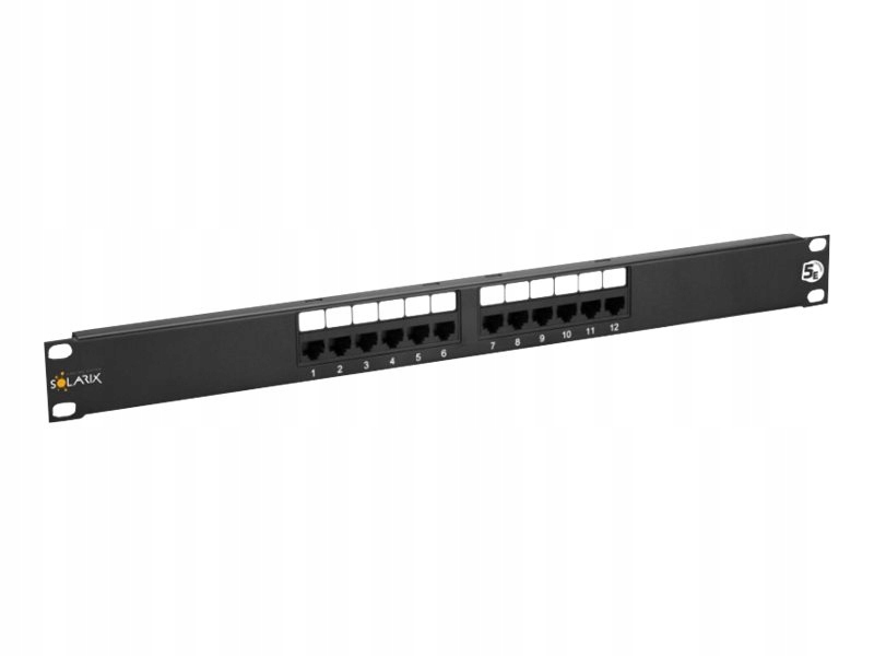 Solarix 19" Patch panel 12 x RJ45 CAT5E Utp 150 MHz černý 1U, SX12-5E-UTP-B