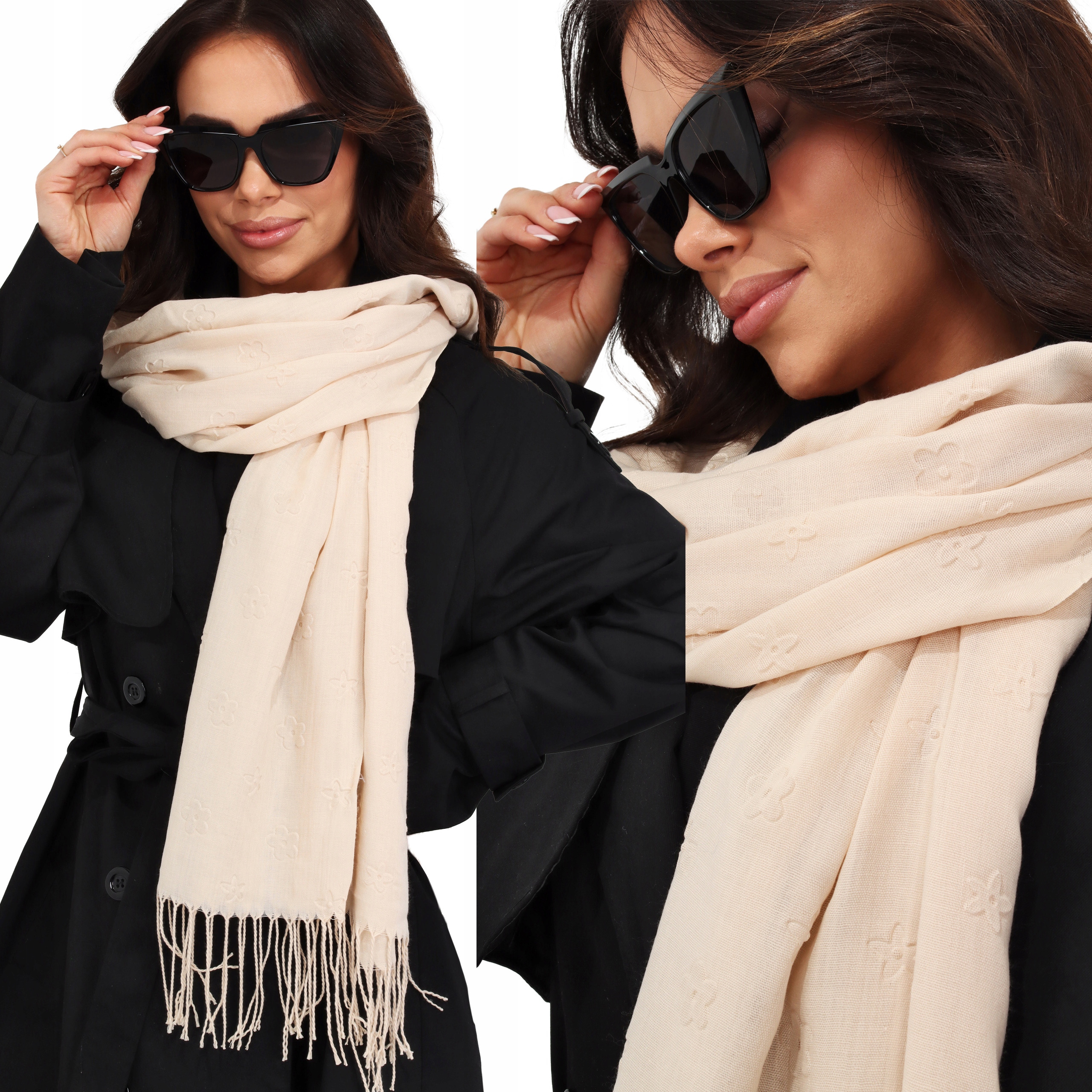 

Chusta Damska Bandana Apaszka Szal Szalik Kremowa