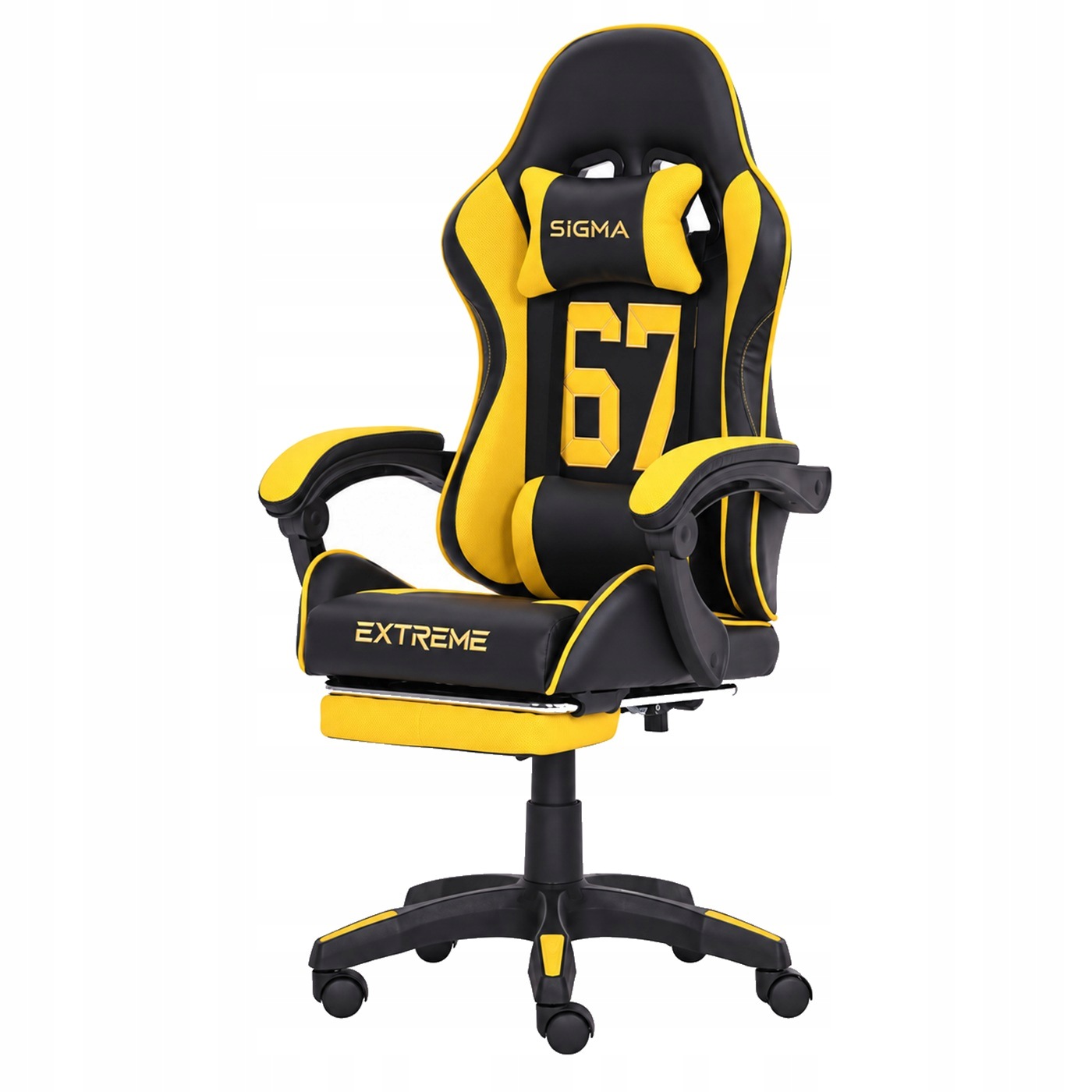 Herní křeslo Extreme Sigma 67 Mustard s podnožkou, černo-hořčicová barva