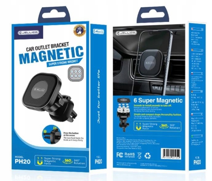 Magnetický držiak do auta Jellico PH20, farba čierna