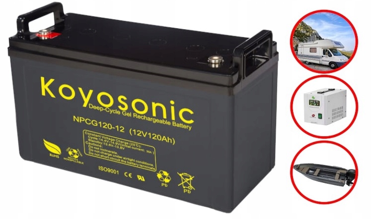 Akumulátor Gelový Gel Koyosonic 12V Npcg 120Ah Zesílený Deep Cycle 12 Let