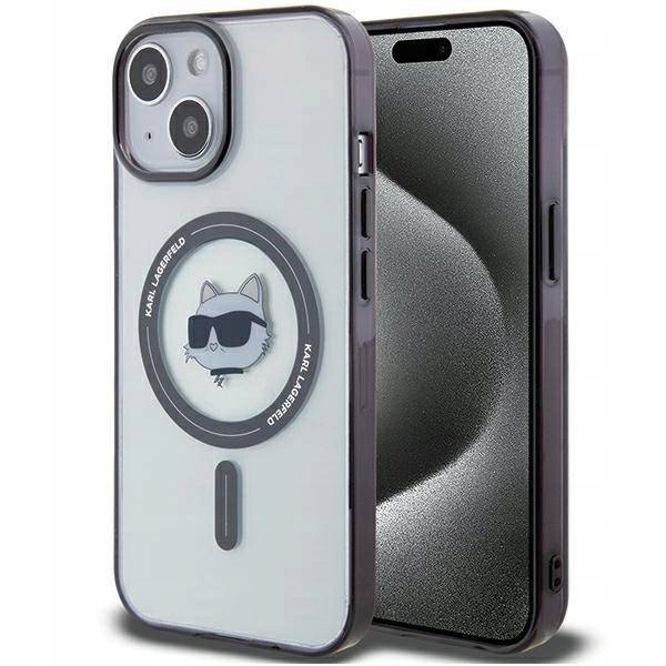Pouzdro Karl Lagerfeld Choupette's Head Magsafe pro iPhone 15 Průhledné