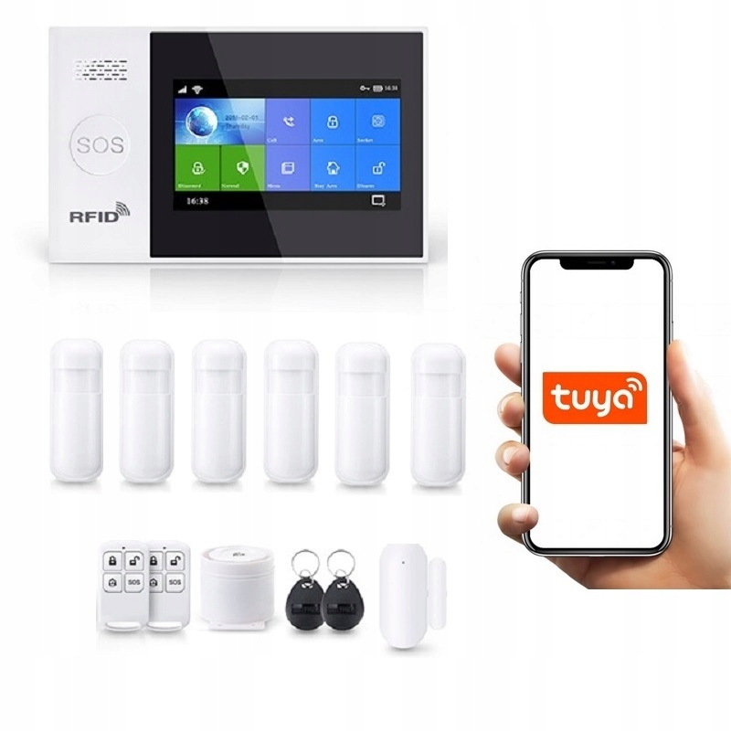 Bezdrôtová Alarmová Súprava s LCD 4,3" Gsm WiFi Tuya Smart Poľský 6xPIR