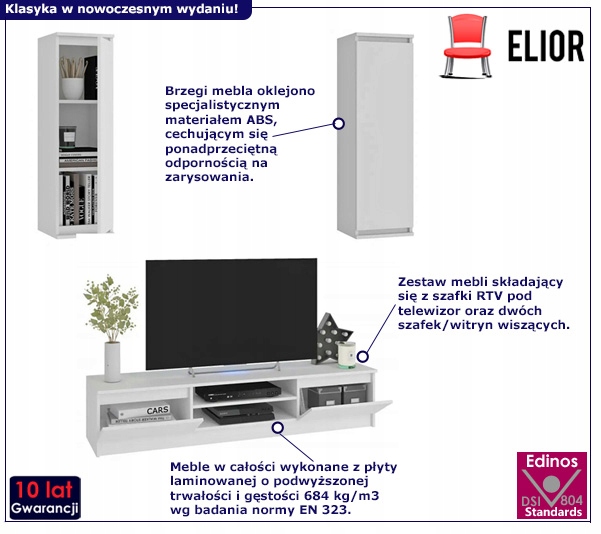 MEBLOŚCIANKA DO SALONU SZAFKA RTV WISZĄCE SZAFKI Marka Elior