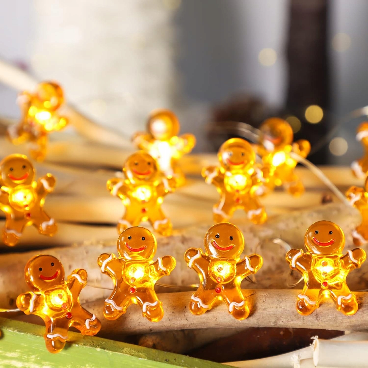 Kurtyna Świetlna Świąteczna Do Okna Balkonu 2m 20 LED Piernik KIIMIIPA — miniatura 5