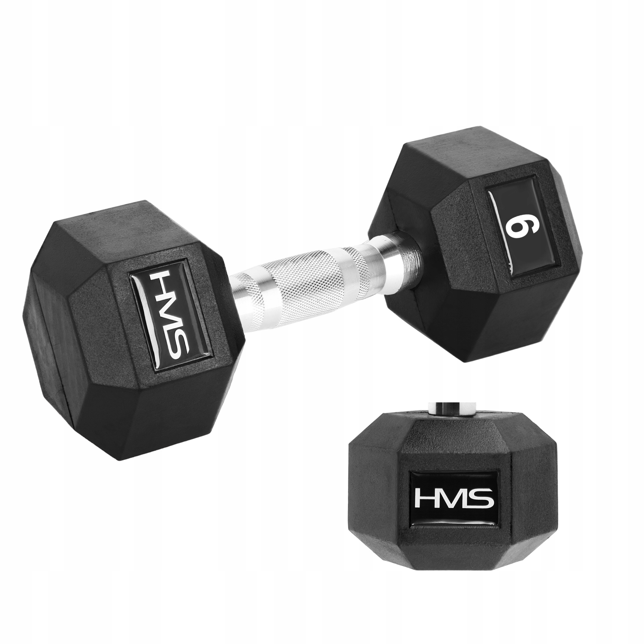 Činka 9 kg hex pogumovaná závaží tréninková činka fitness cvičení Hms