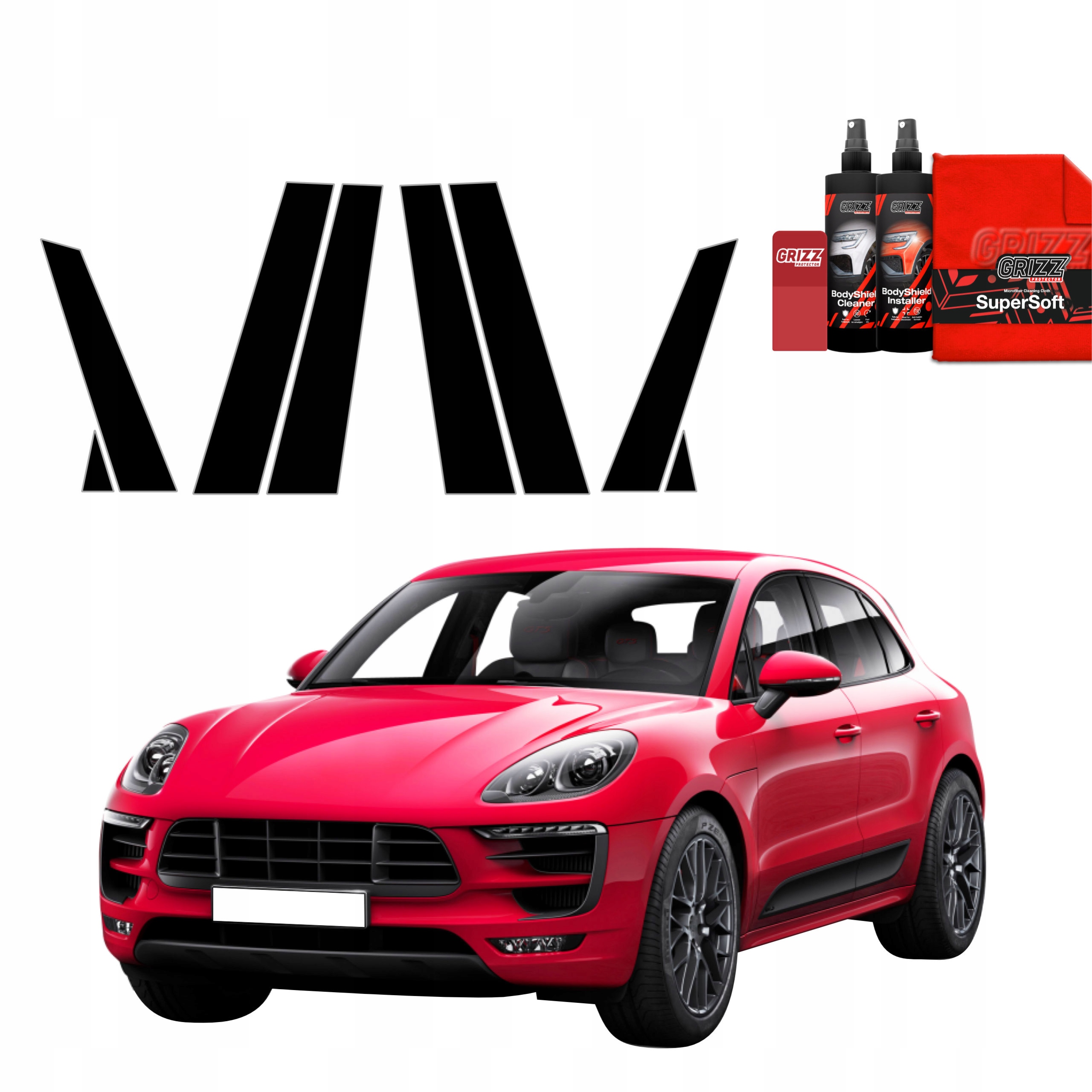 8v1 Černá fólie na sloupky pro Porsche Macan Gts (2021-2024)