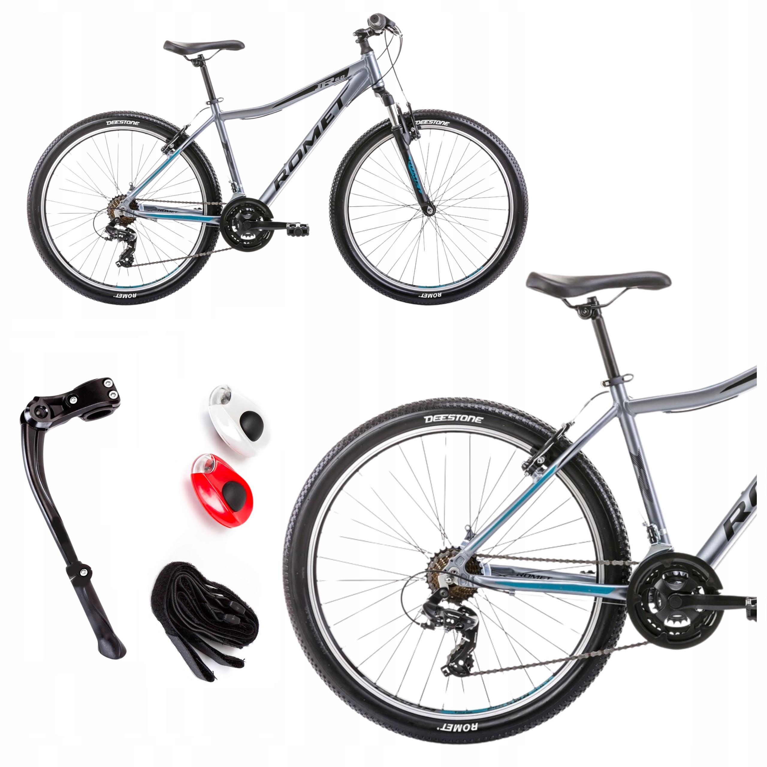 ROWER GÓRSKI MTB 26 ROMET RAMBLER 6.0 SHIMANO ALU OŚWIETLENIE STOPKA GRATIS