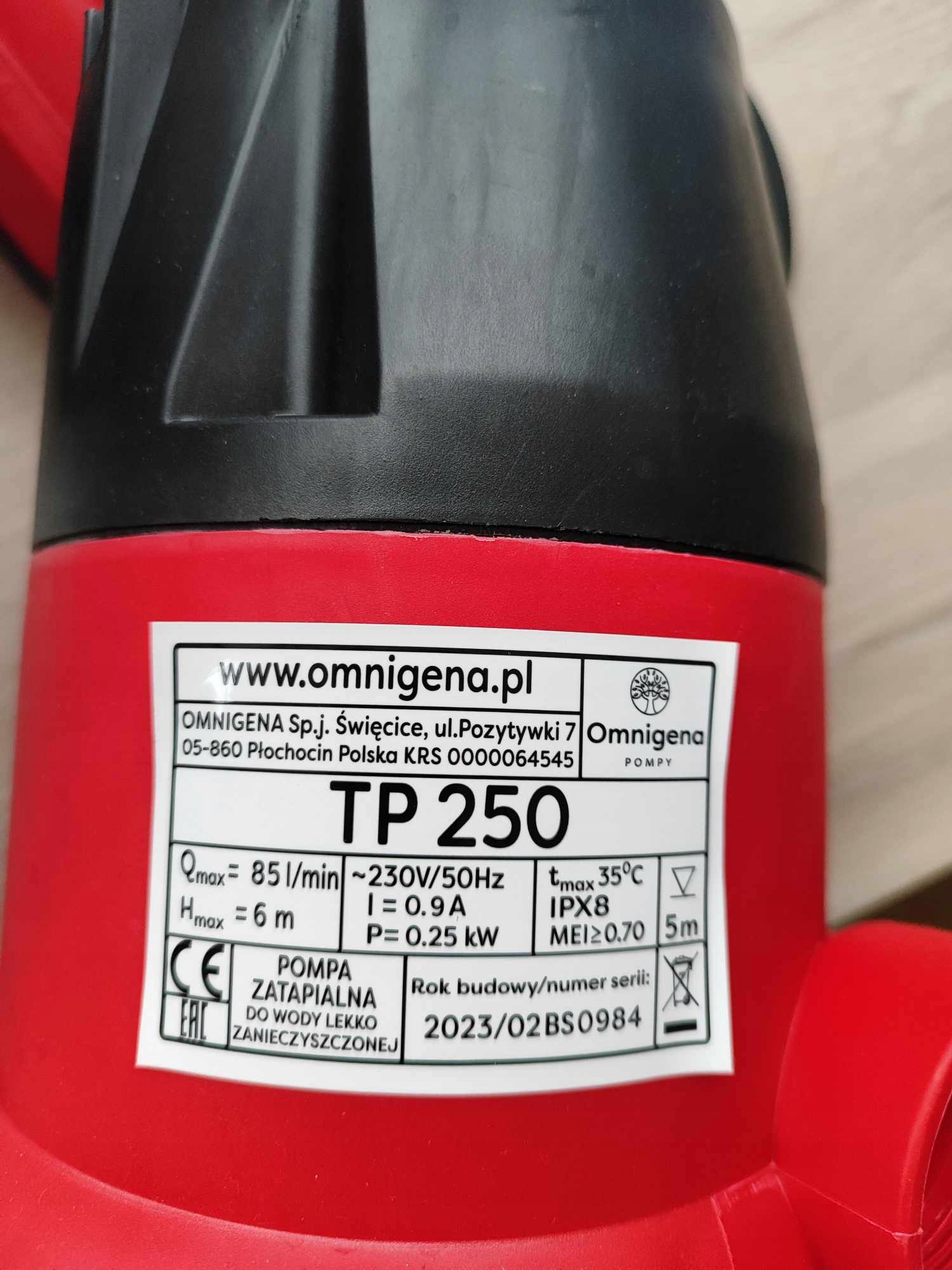 Pompa zatapialna OMNIGENA TP250 230V Producent Omnigena