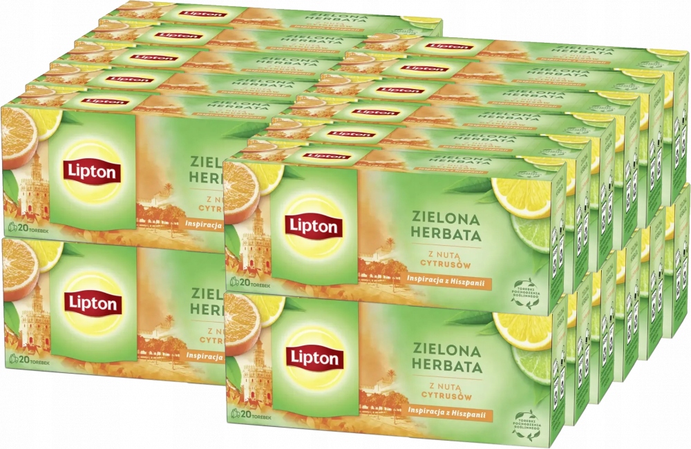 Herbata zielona Lipton z nutą cytrusów 20 torebek 26 g x24