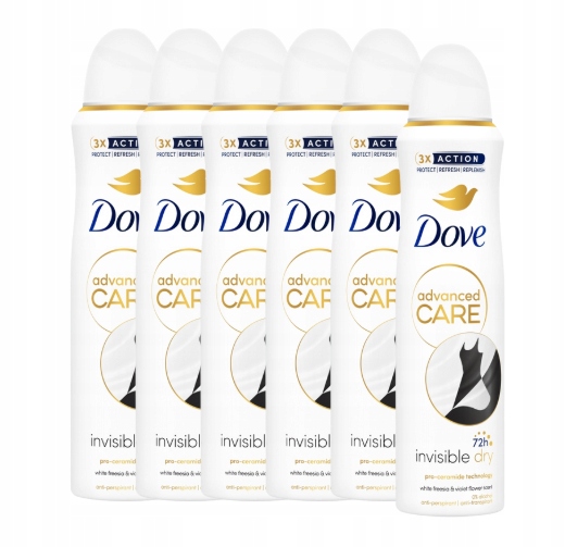Dove Advanced Care Antyperspirant w aerozolu Invisible Dry 6 x 150ml
