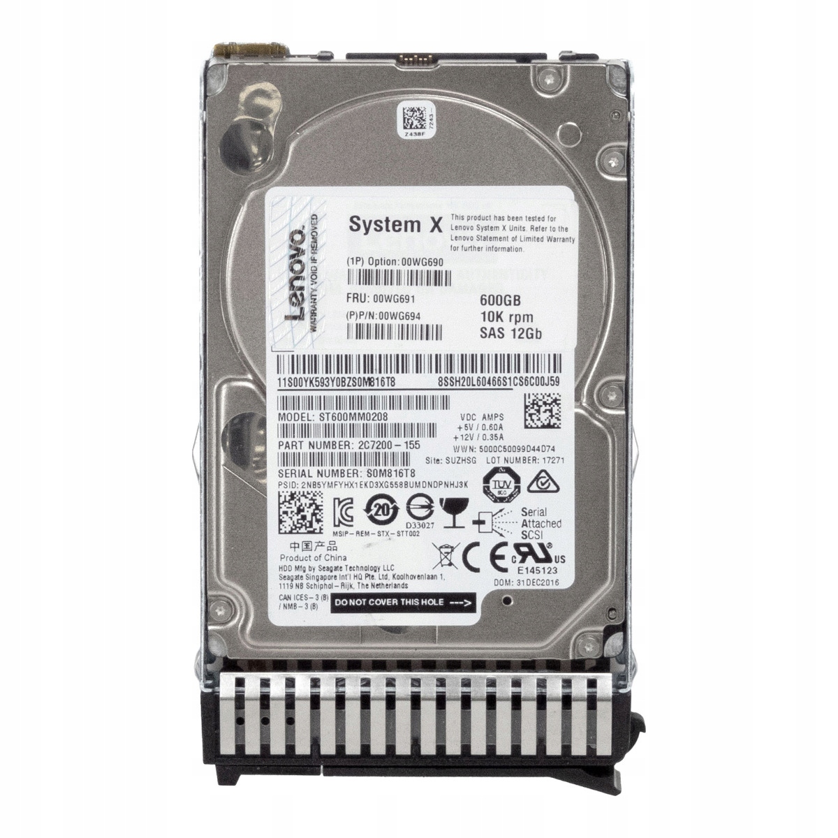 Lenovo 00WG691 00WG694 00WG690 600GB 10K 128MB SAS-3 2.5" ST600MM0208