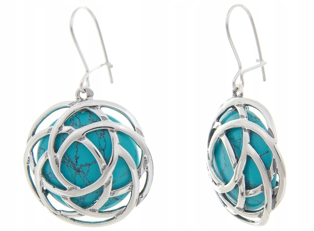 Krásné Stříbrné Náušnice Tyrkysový Dárek
