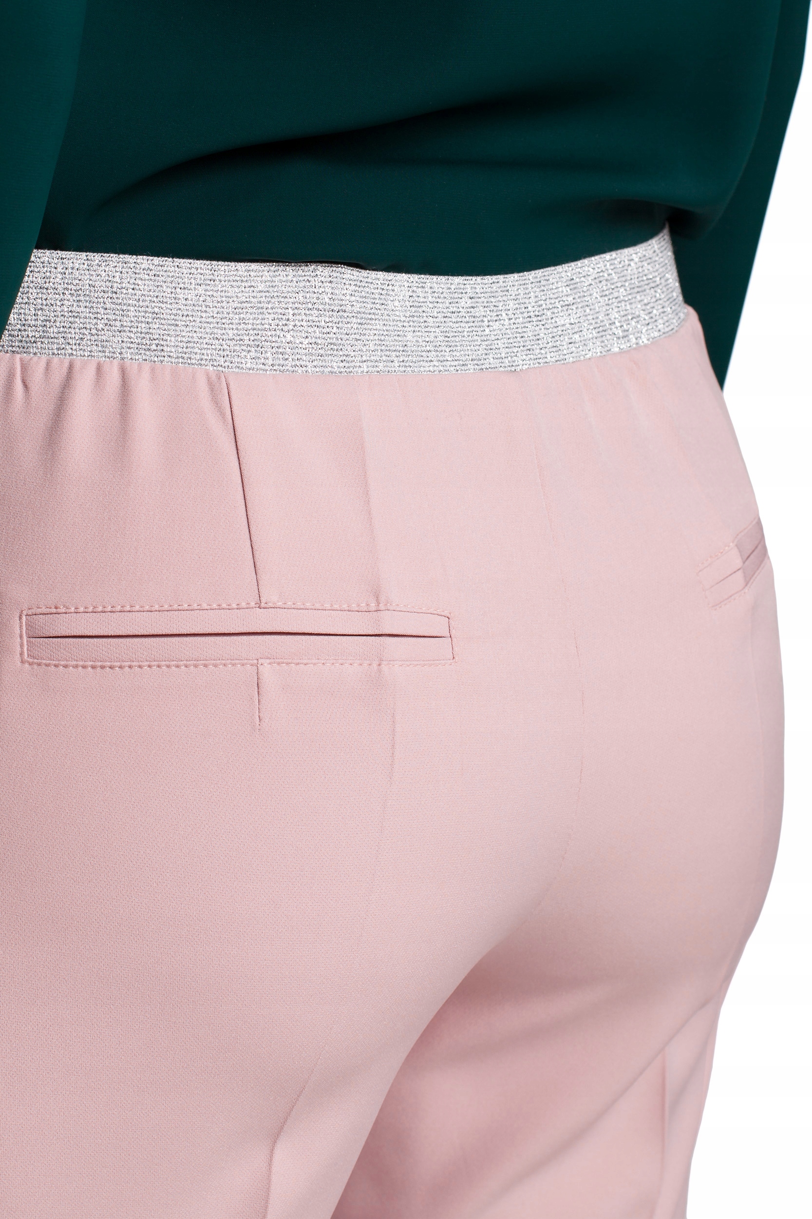 ELEGANCKIE SPODNIE DAMSKIE W KANT DŁUGOŚĆ 7/8 Stan (wysokość w pasie) średni