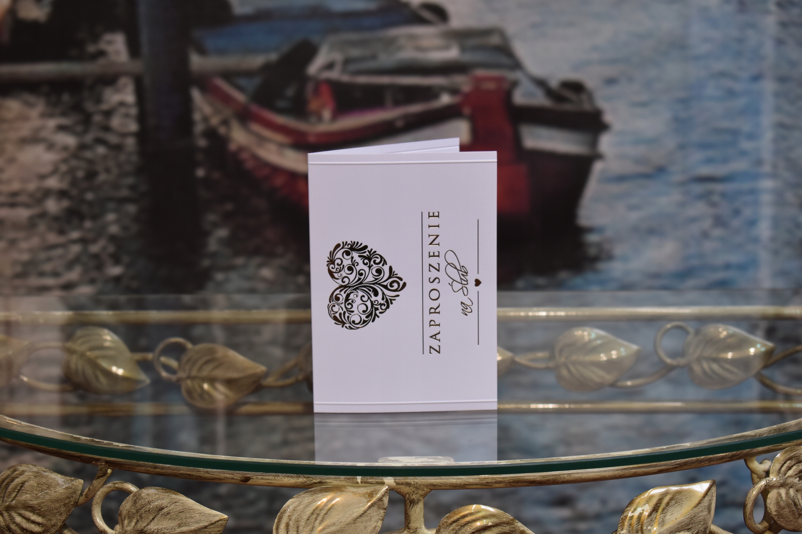 ZŁOTE ZAPROSZENIA ŚLUBNE GLAMOUR Wysokość produktu 10.3 cm