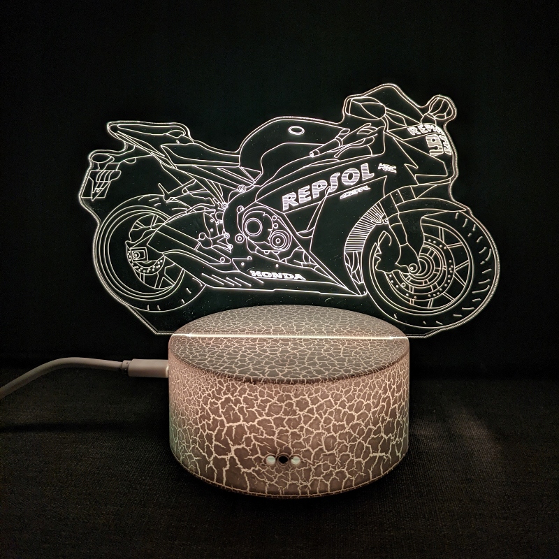 Lampka 3D LED HONDA REPSOL MOTOCYKL + PILOT Rodzaj lampka