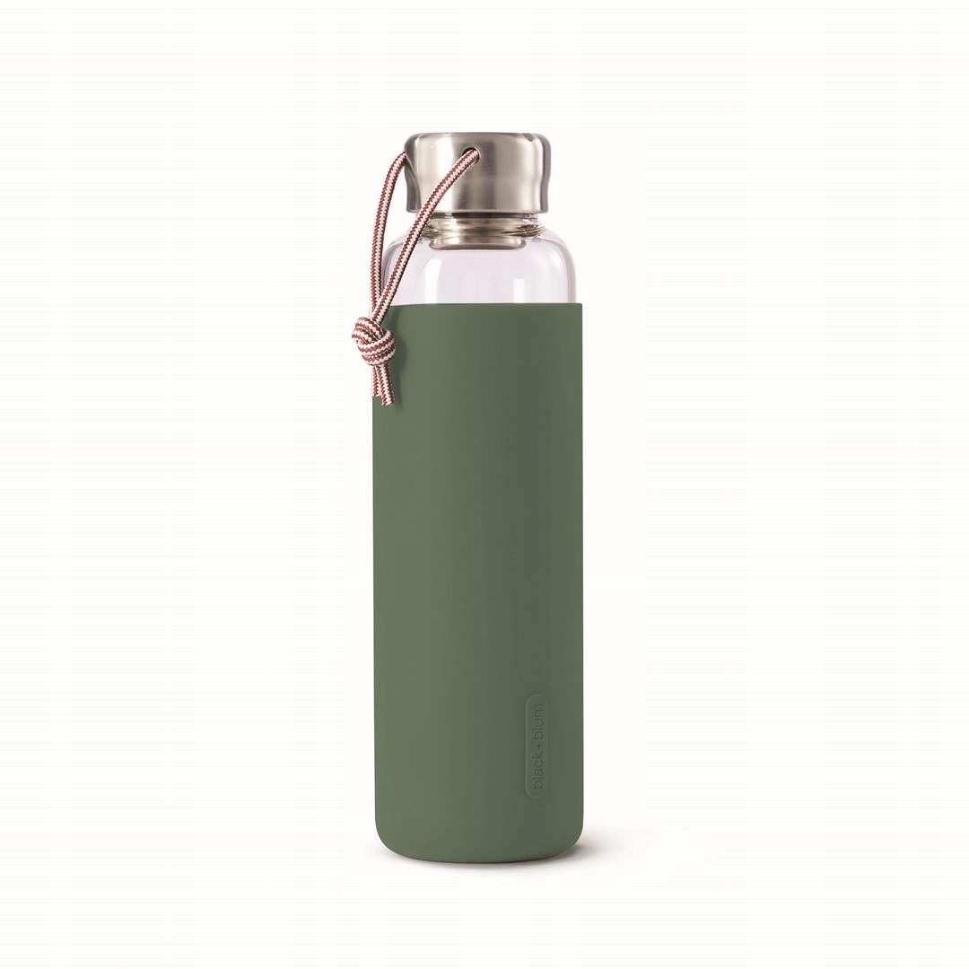 Láhev Black Blum 600 ml skleněná v olivovém pouzdře