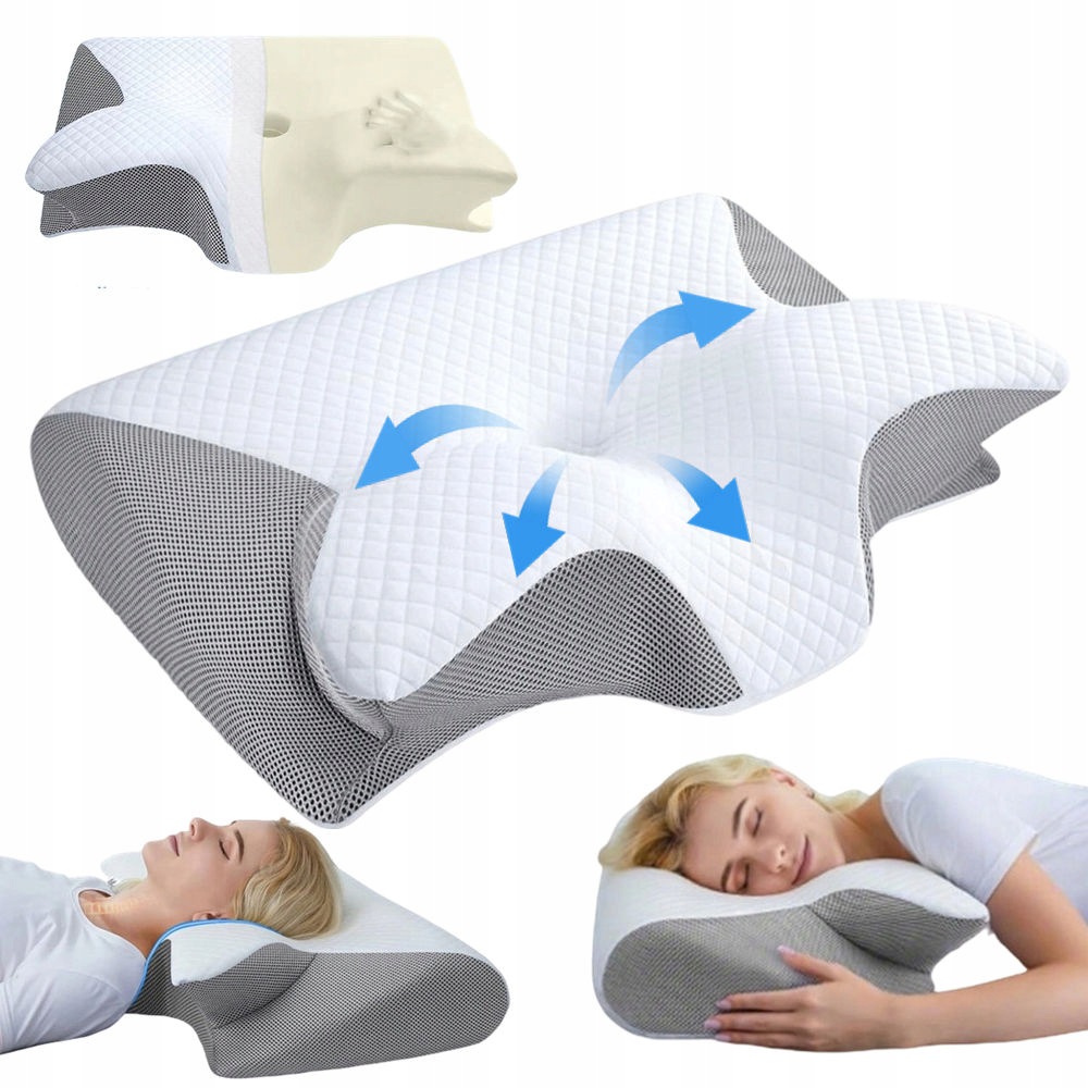 Poduszka Ortopedyczna Memory Foam Motyl Ergonomiczna Zdejmowana Poszewka