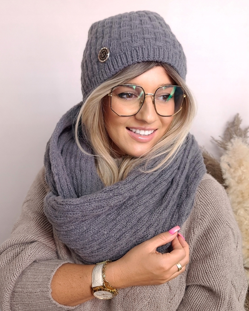 zimowy KOMPLET damski CZAPKA i KOMIN gruby CIEPŁY ZESTAW polski NOWE KOLORY Płeć kobieta