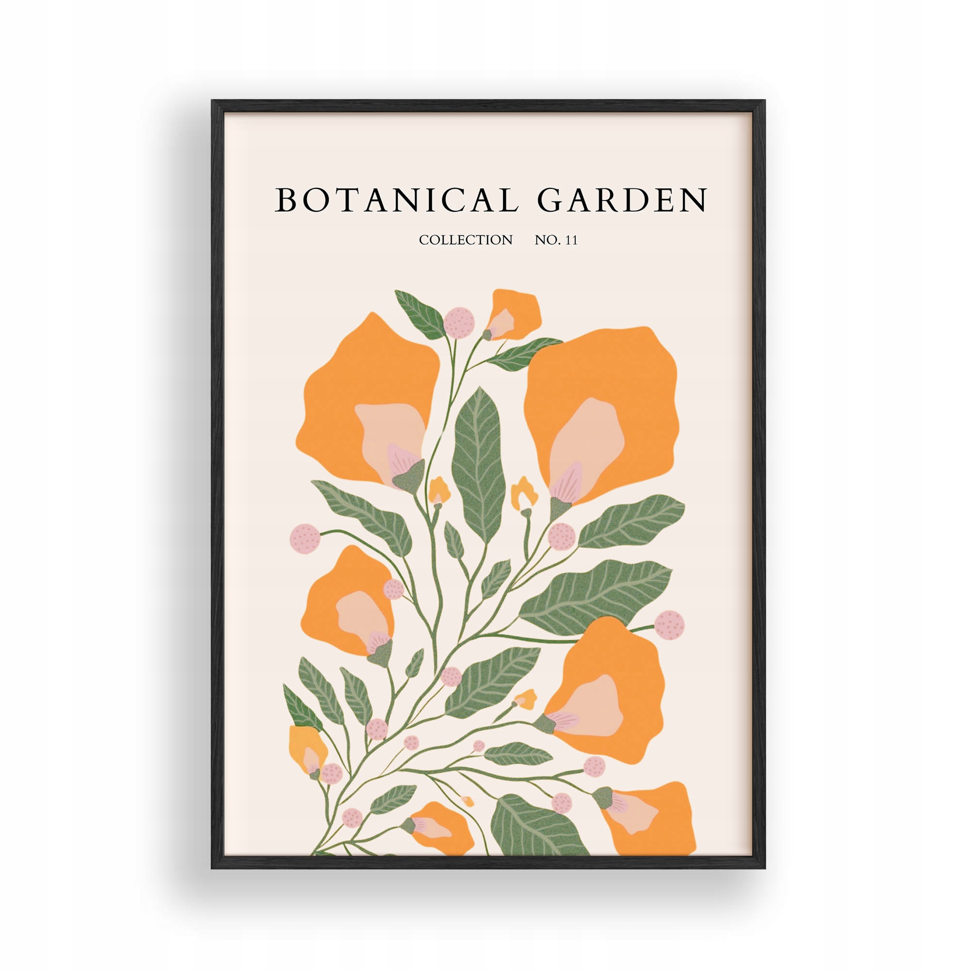 Obraz Květiny Botanická zahrada Plakát Rámeček Dřevěný Černý 30x42 cm
