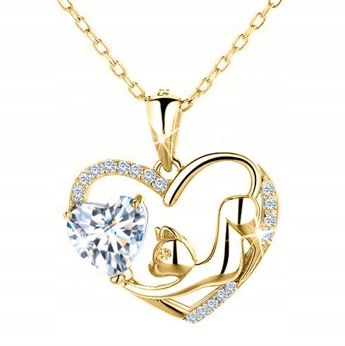 Stříbrný náhrdelník řetízek s přívěskem kočka stříbro pozlacený 925 dámský