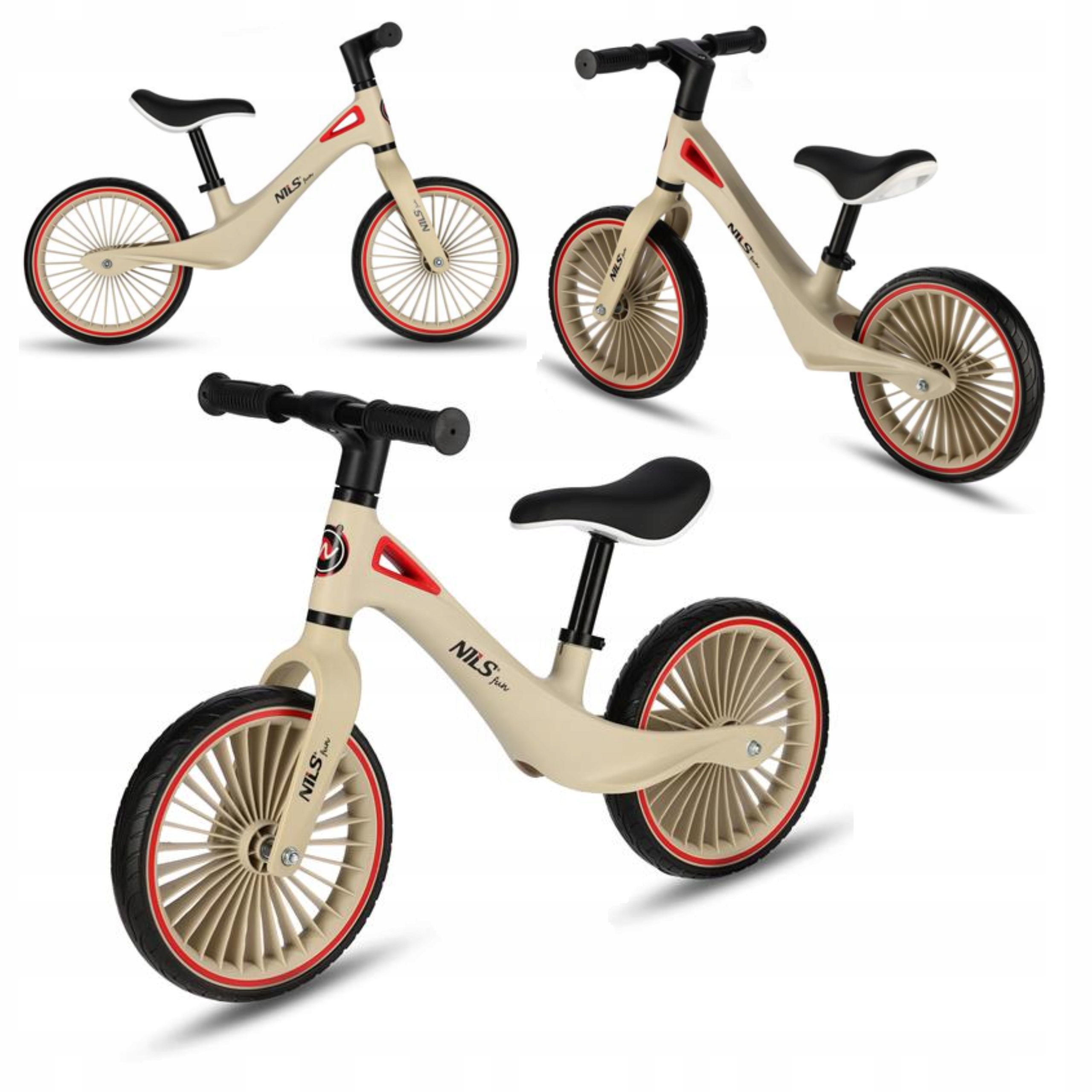 Nils Fun RB138 Rowerek biegowy beżowy dla dzieci dwukołowy