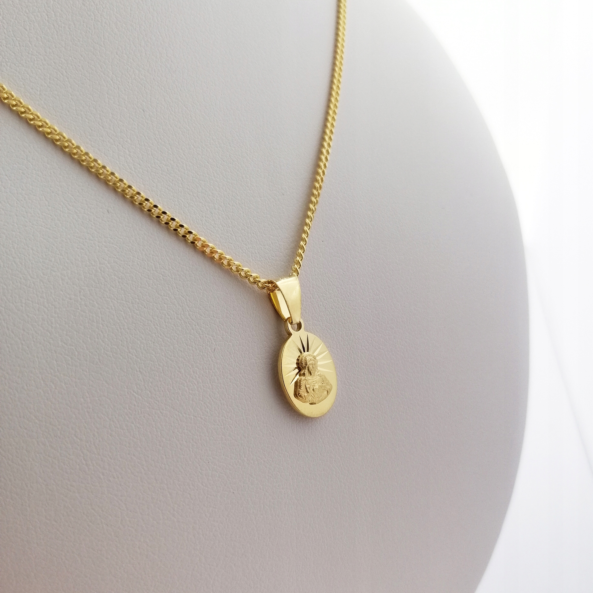 ZŁOTY ŁAŃCUSZEK PANCERKA + MEDALIK SZKAPLERZ PR. 925/585 + GRAWER KOMUNIA Długość całkowita 45 cm