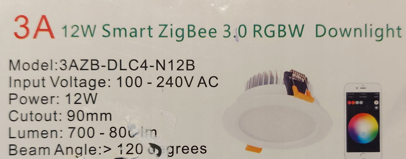 12W Tuya Zigbee 3.0 Smart LED Downlight RGBCW Halogen na smarta Rodzaj reflektor sufitowy