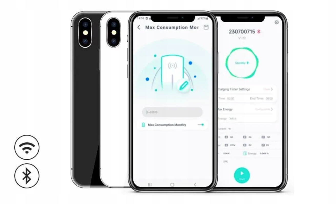 Wallbox AC 22kW montaż GRATIS! WiFi Bluetooth RFID Typ2 Smart APP Marka bez marki