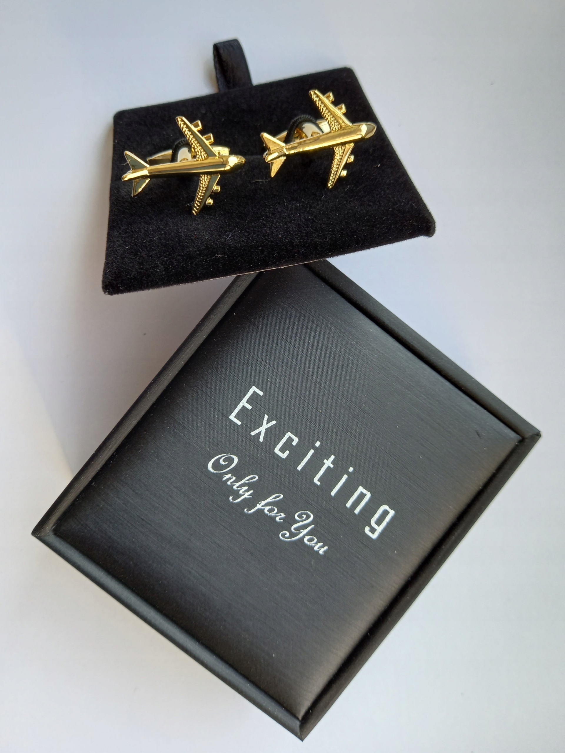 Manžetové knoflíčky Zlaté letadlo Boeing 747 Lot