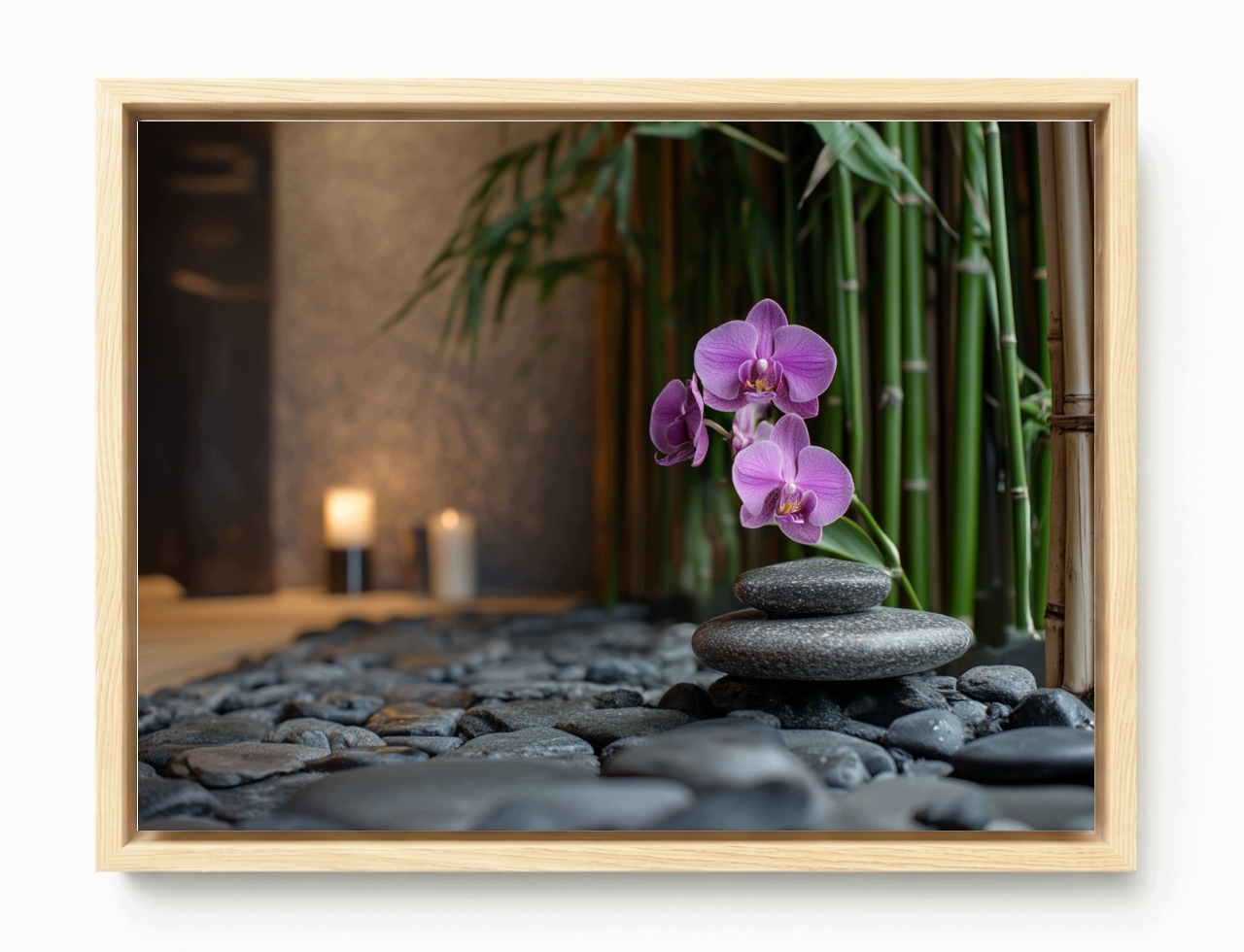 Obraz Rám American Box Orchidea Bambus Kamene Zen Spa Relax 80x60