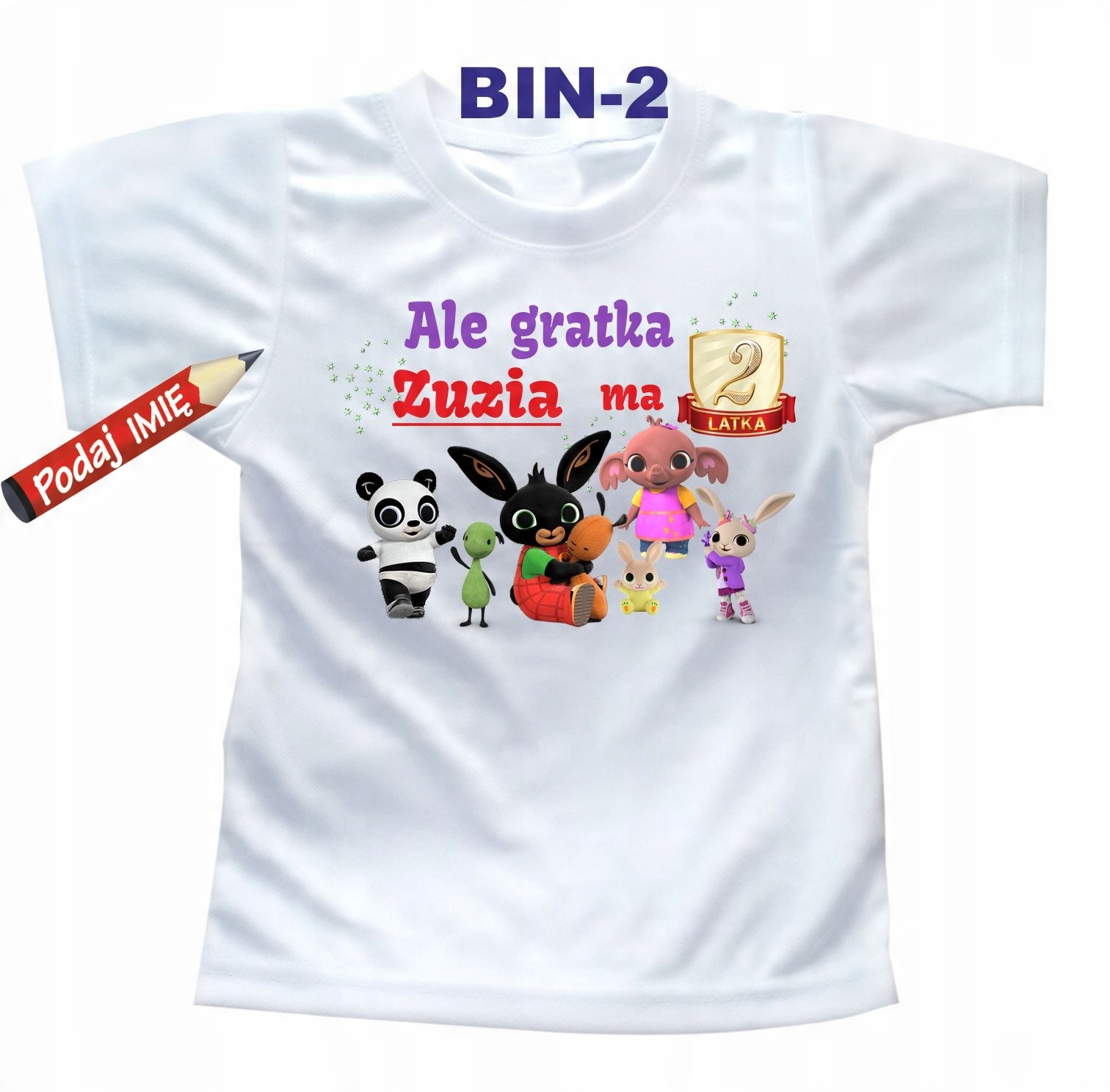 

Koszulka na 2 Urodziny Bing imię dziecka 98 cm