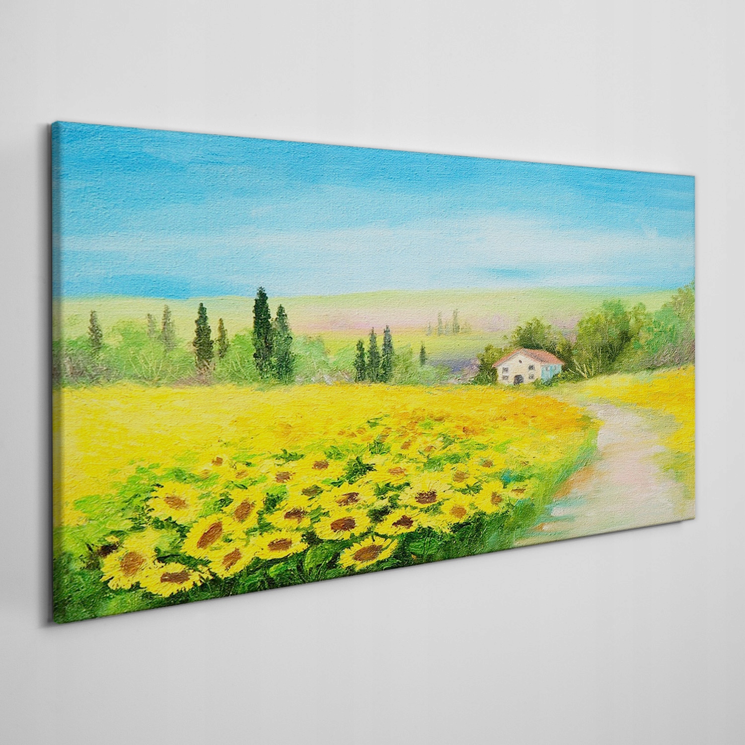 

Obraz na płótnie Łąka słoneczniki krajobraz 120x60