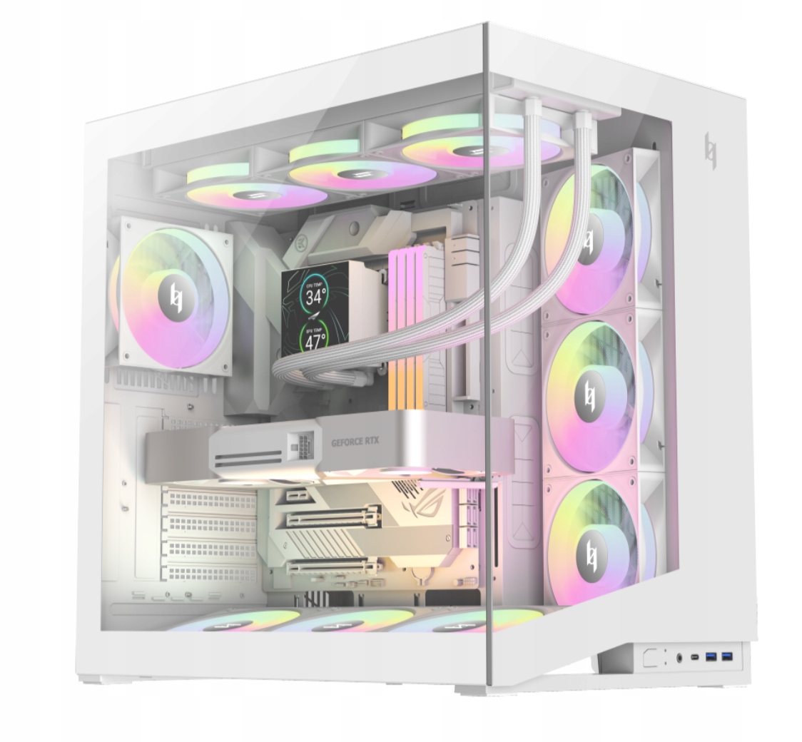 GameMax Obudowa PC 12° NACHYLONA KONSTRUKCJA WENTYLACYJNA NEX C56 Biała